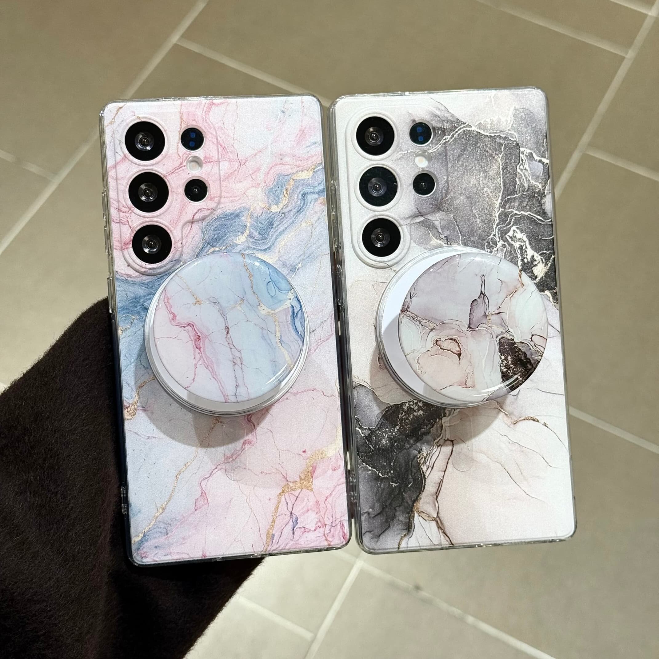 吉能虎新款大理石适用三星S25Ultra带手链支架磁吸手机壳S26/24/23FE/A56/36/26全包防摔卡通ins风保护套