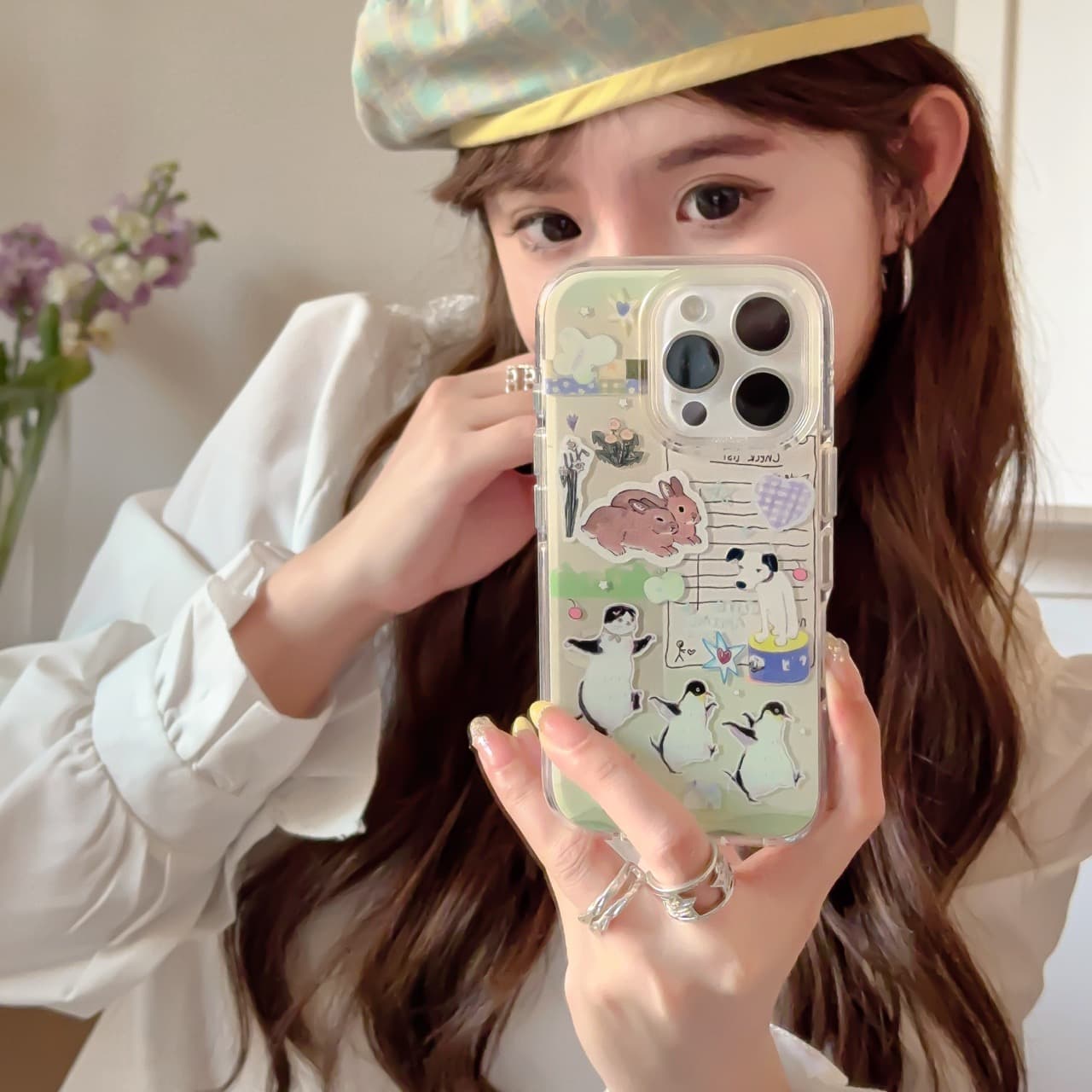 吉能虎新款花园企鹅兔子小狗适用于苹果16promax手机外壳iPhone15pro全包边防摔14/13创意ins风女款保护套