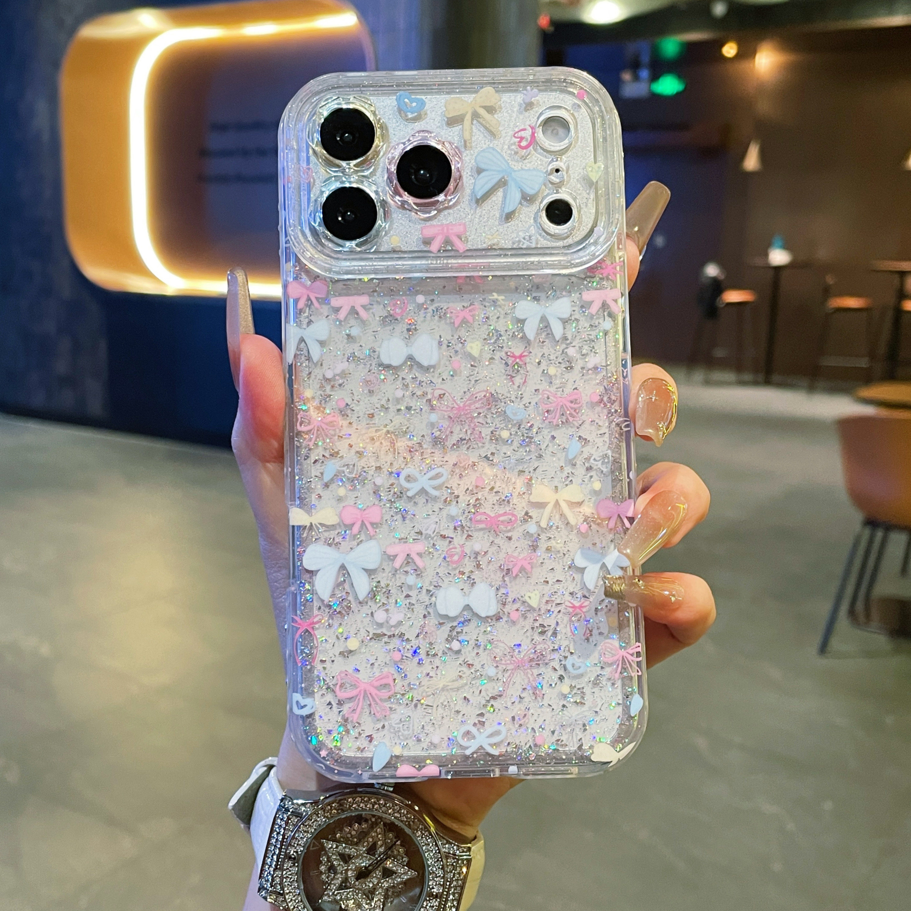 吉能虎新款粉蓝奶糖蝴蝶结适用于苹果17promax手机外壳iPhone16pro全包边防摔15/14/13保护套