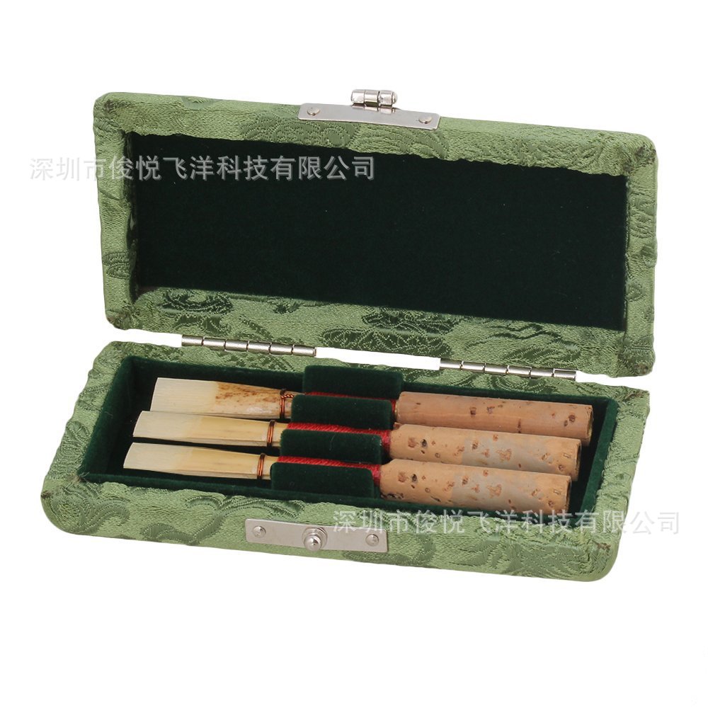厂家批发 3只装丝绸双簧管哨片盒 绿色 乐器配件