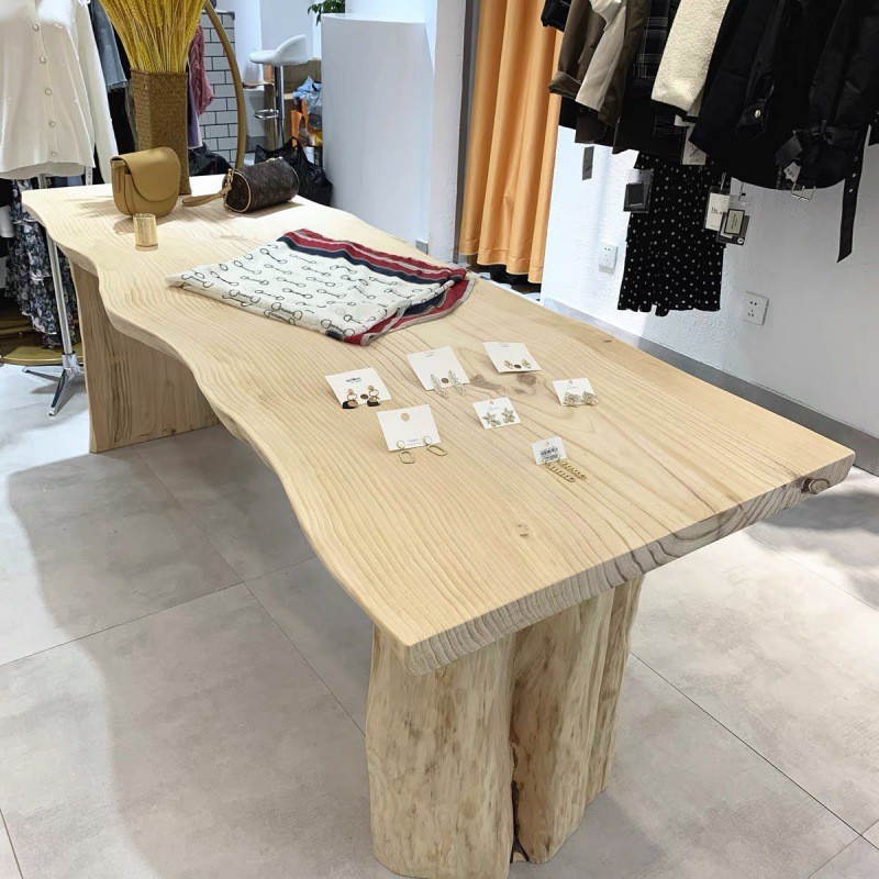 北欧原木中岛展示长桌