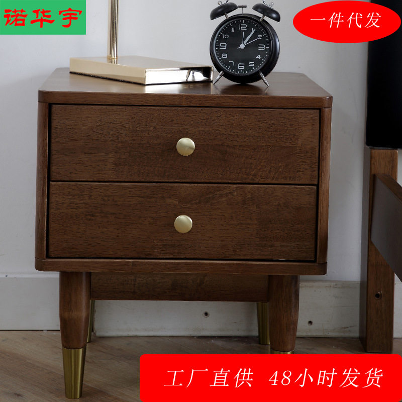 简约金属脚北欧床头柜收纳柜两斗柜多功能储物柜厂家直销