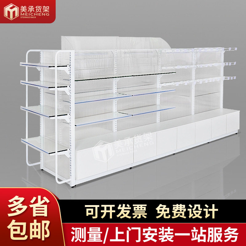 亚克力背板玻璃层板文具店货架层格展示架双面柜台批发