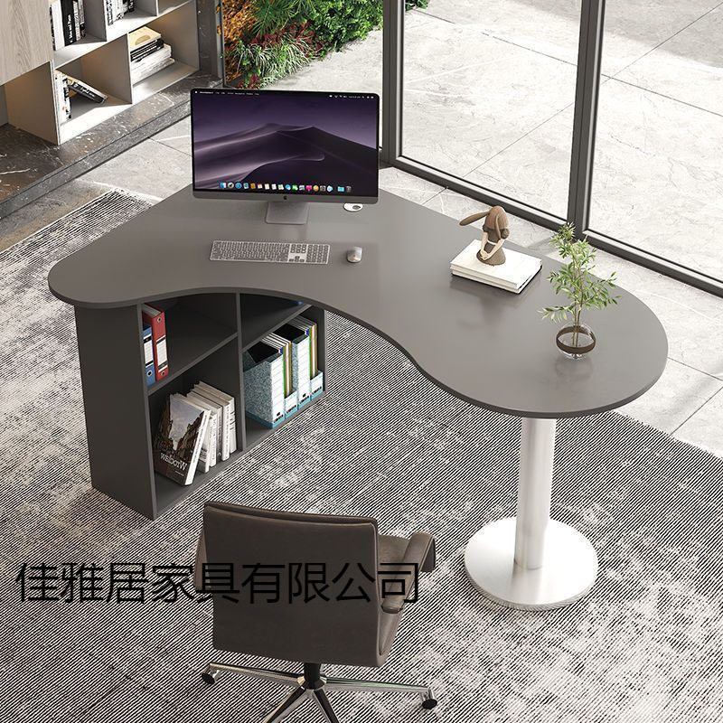 高档简约弧形L型单人办公桌