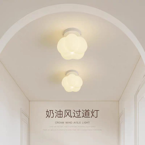 新款走廊过道阳台灯创意艺术奶油风ins入户门厅玄关楼梯小吸顶灯