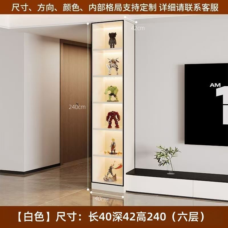 定 制实木电视柜侧边柜酒柜立柜玻璃门客厅储物展示书柜窄柜手办