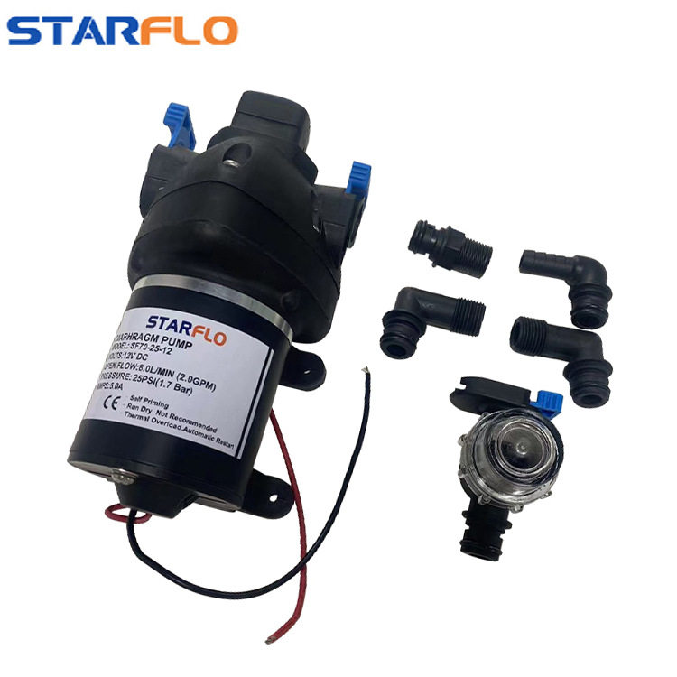 厂家12V/24V微型水泵隔膜自吸增压水泵直流增压房车灌装机抽水泵
