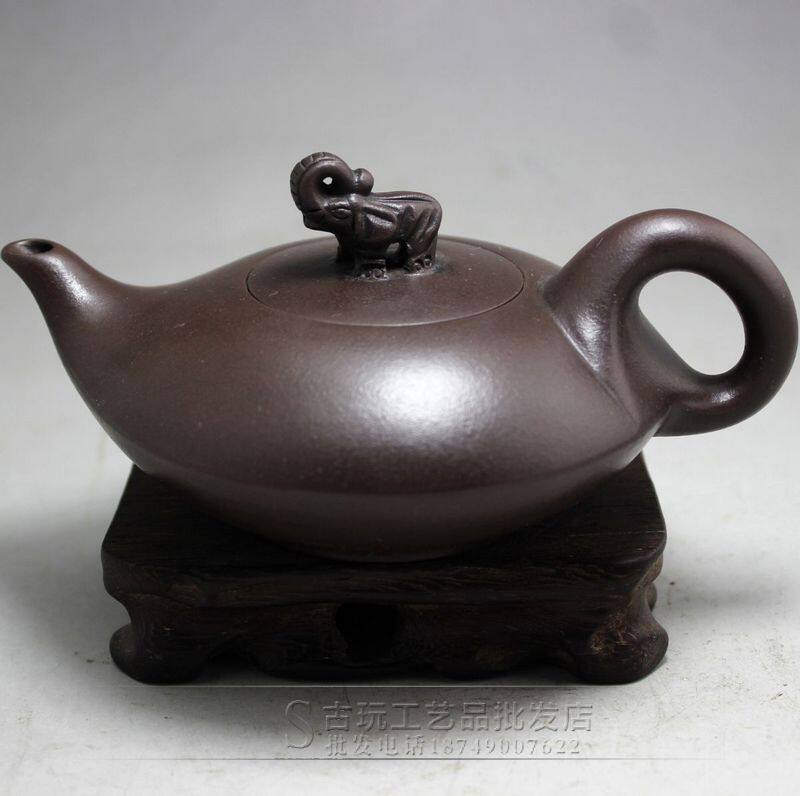 古玩批发复古紫砂壶茶壶 黑红色大象盖紫砂壶家居摆件2