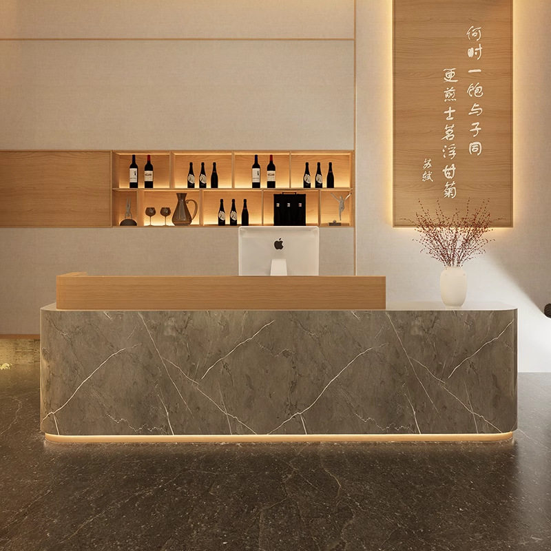 公司前台接待台酒店吧台服装超市简易收银台轻奢店铺小型柜台