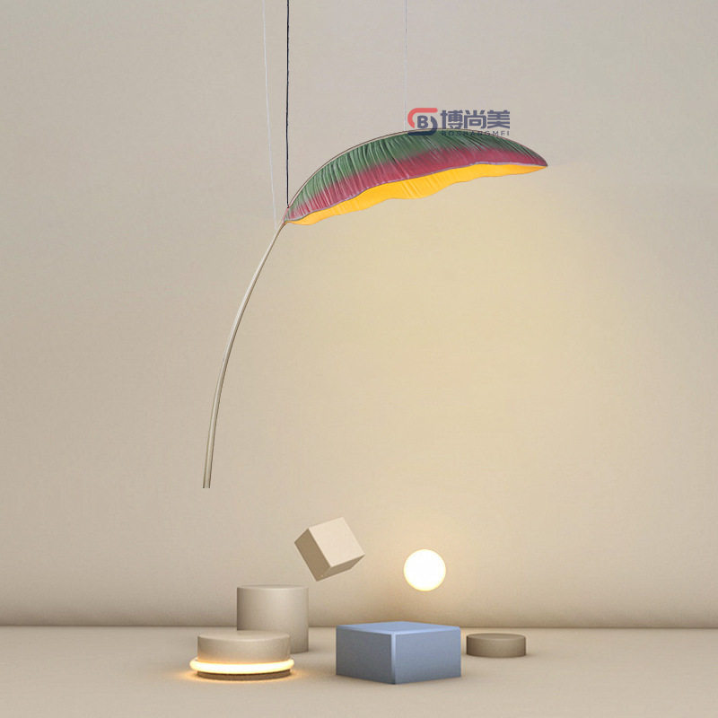 简约现代北欧别墅样板房酒店客厅餐厅床头芭蕉树叶吊灯LED节能