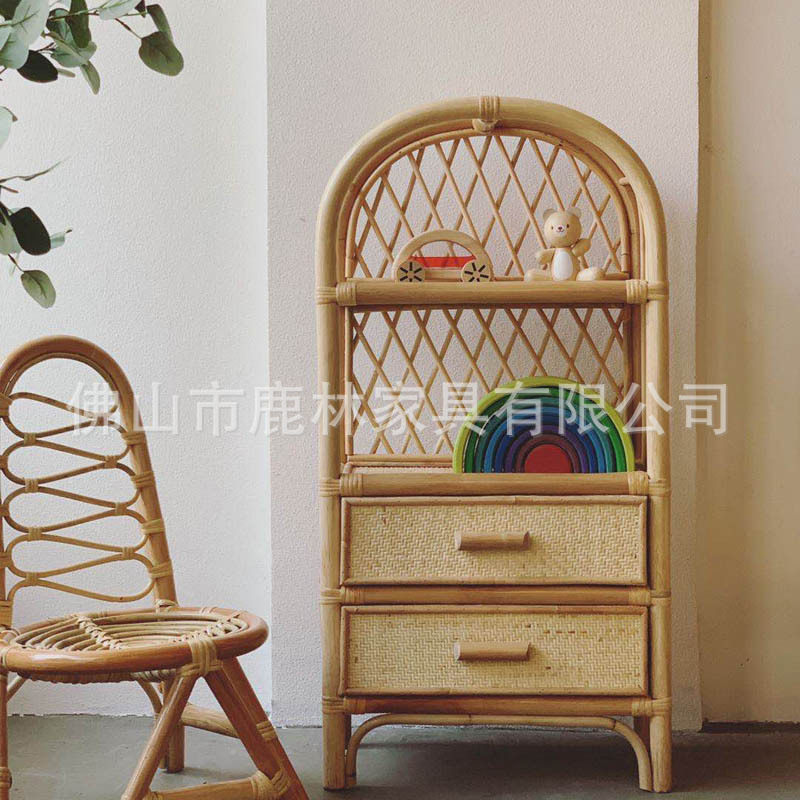 纯手工藤编置物架儿童置物储物架日式家居装饰收纳书柜多层收纳架