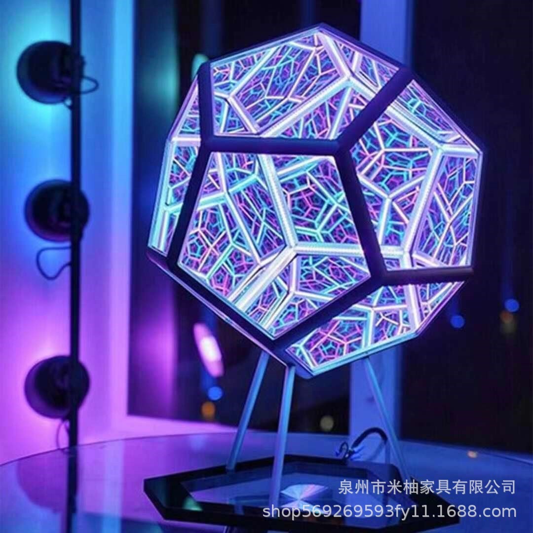 创意酷炫无限十二面彩色小夜灯