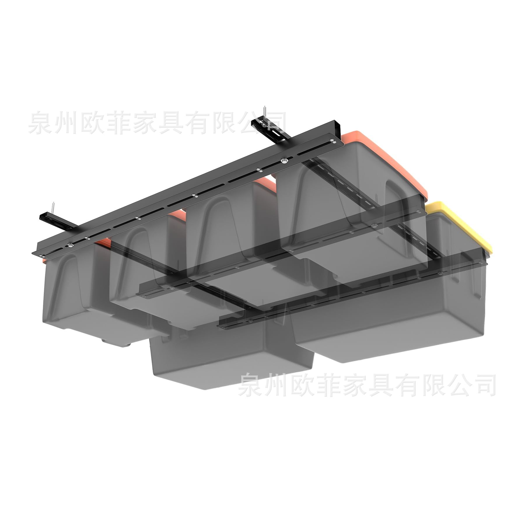 车库天花板垃圾桶收纳系统重型可调节高架垃圾桶收纳滑轨轨道系统