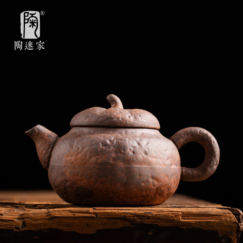 陶迷粗陶南瓜壶原矿复古茶壶无釉小容量精致泡茶具老岩泥家用单壶