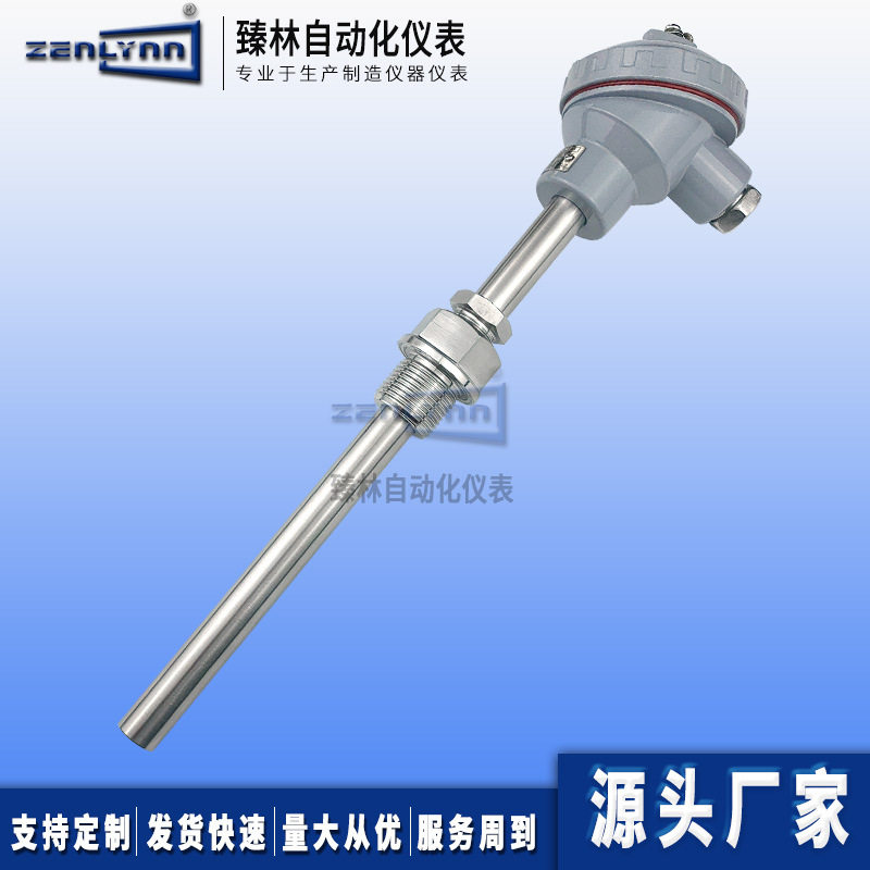 K分度可调插深螺纹热电偶探头
