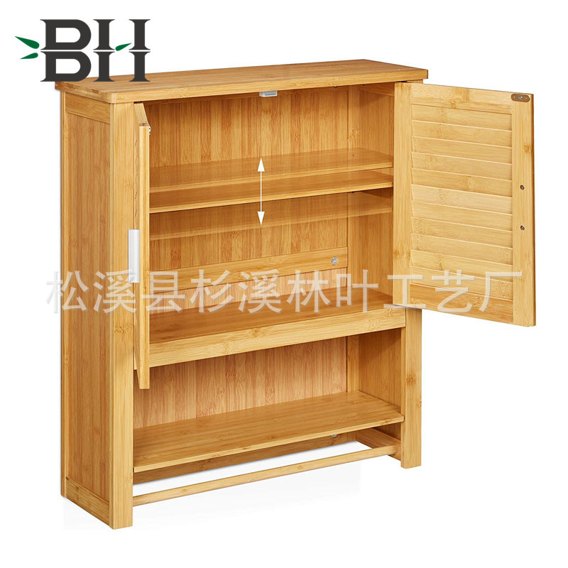 竹制浴室壁柜毛巾酒具收纳架
