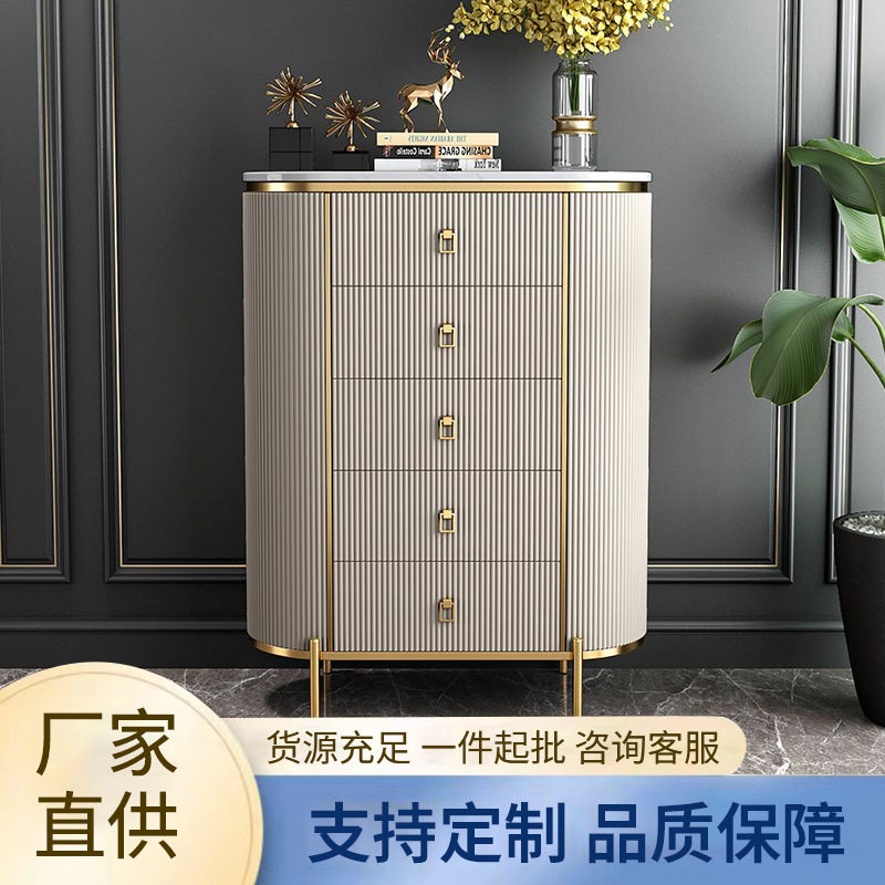 轻奢餐边柜简约后现代入户装饰卧室客厅家用岩板收纳三四斗储物柜