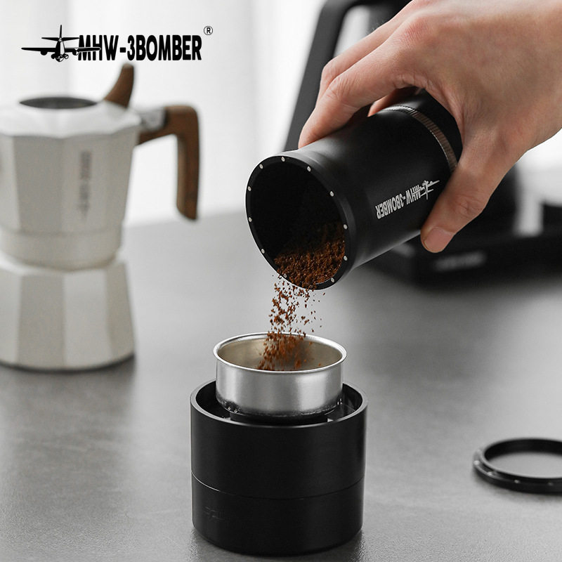 轰炸机手冲咖啡筛粉器 不锈钢电动磨豆机接粉钢杯闻香杯筛细粉罐