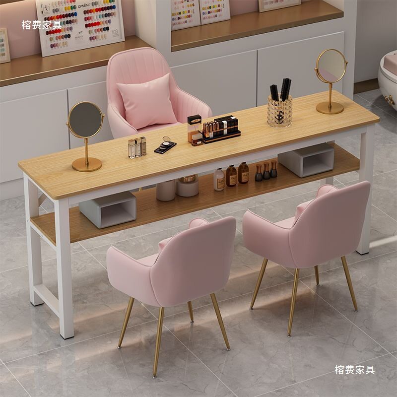 网红美甲桌特价经济型美甲店桌子椅子套装日式轻奢单人双人美甲台