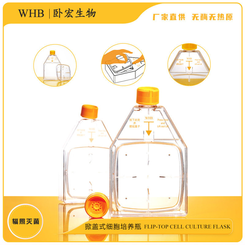 细胞培养瓶掀盖式透明瓶密封盖透气盖TC处理实验室耗材无菌
