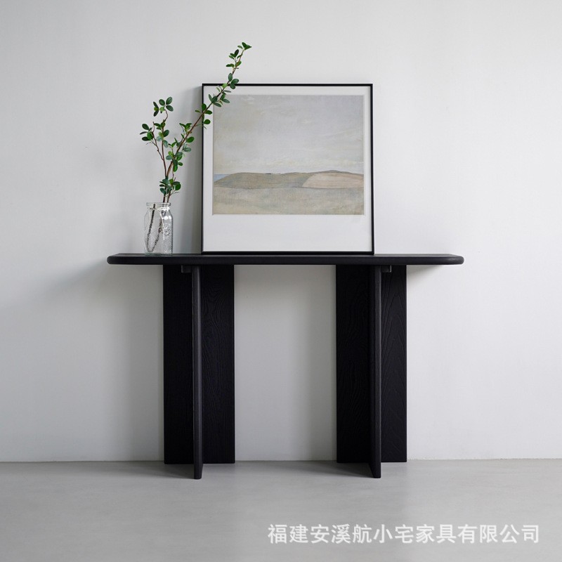 碳化原木超窄玄关桌靠墙置物架