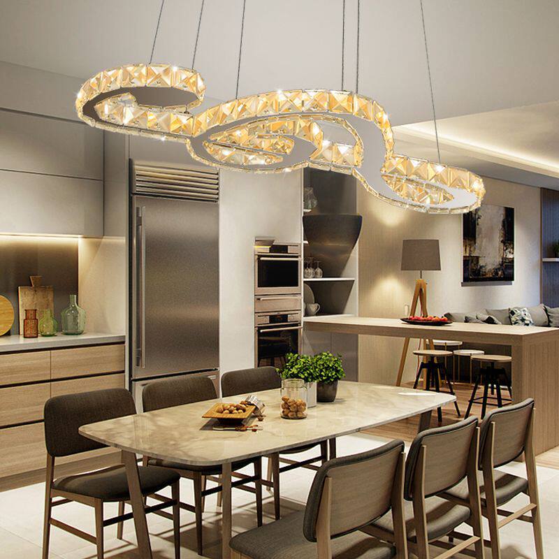 餐厅酒吧客厅灯简约现代卧室音符吊灯创意个性水晶奢华吊灯具白光