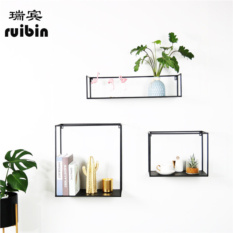 北欧风铁艺金属壁挂置物书架