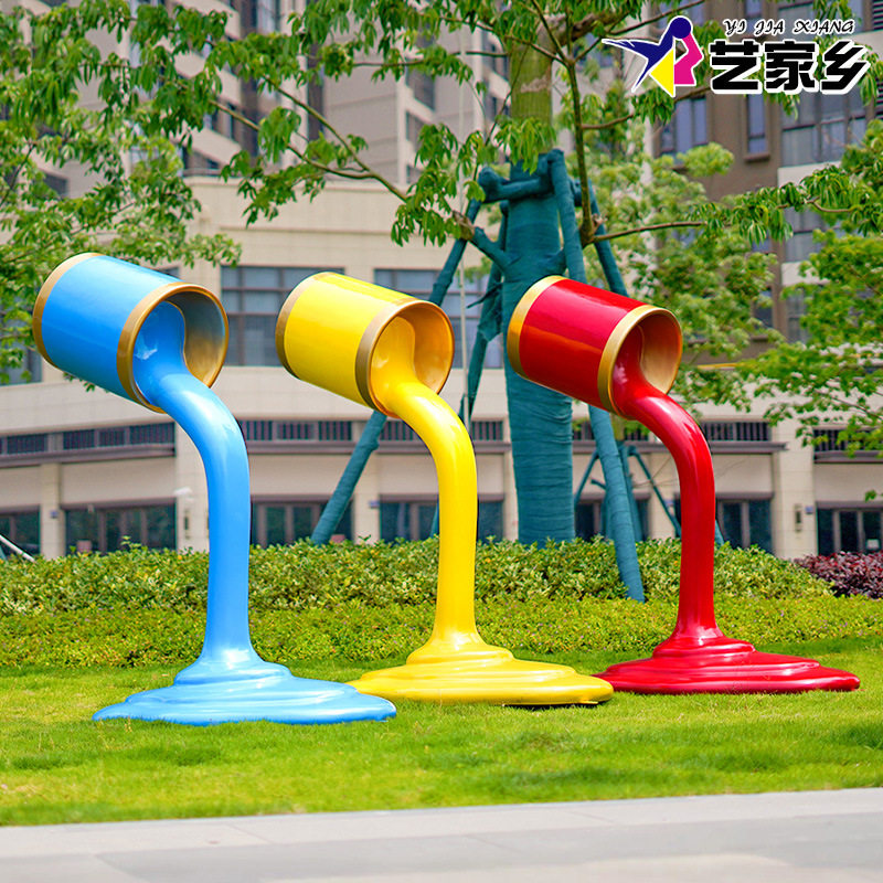 户外园林景观玻璃钢彩绘油漆桶雕塑绘画室艺术展厅装饰颜料桶摆件