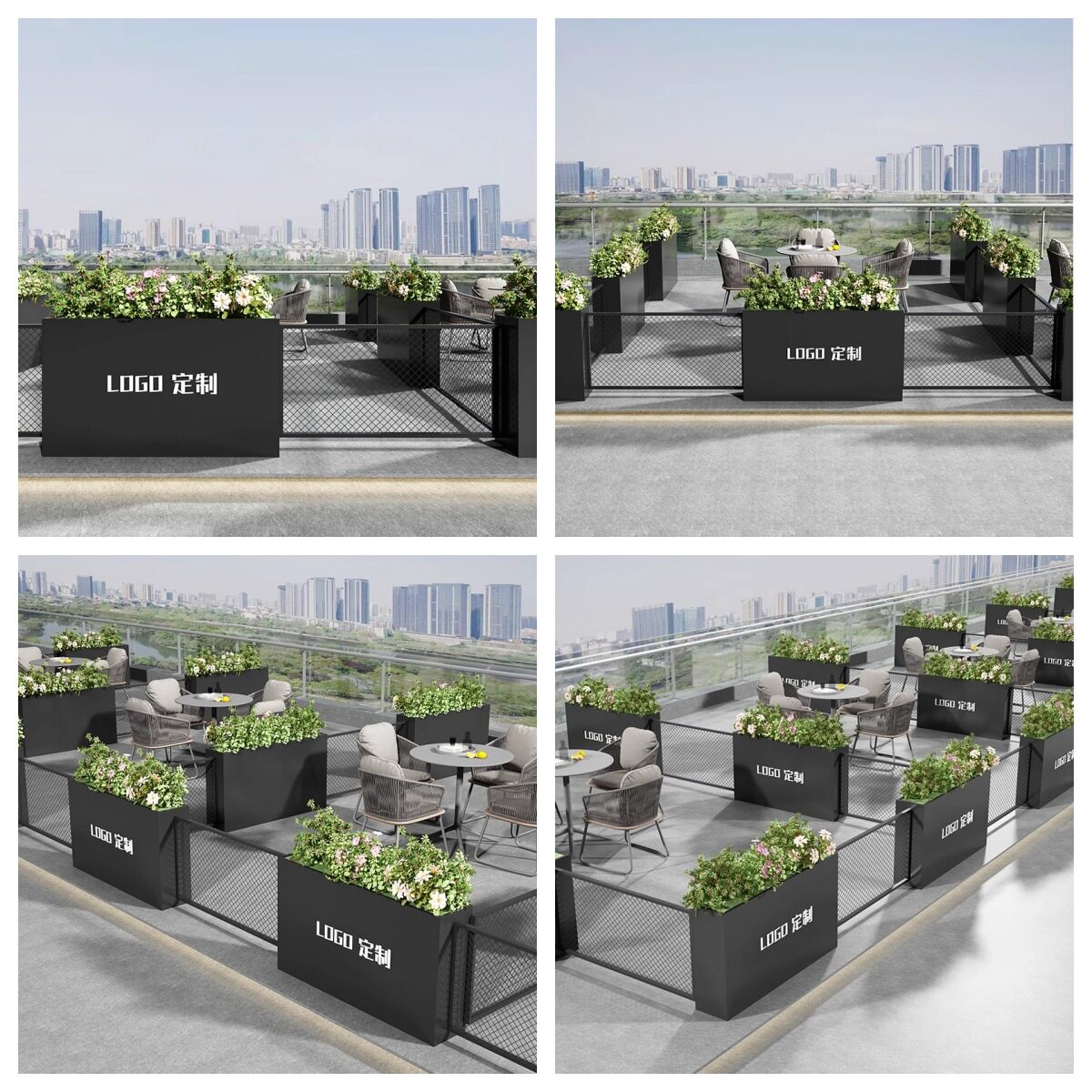 户外庭院隔断花箱组合花园花草种植箱市政园林景观不锈钢花槽