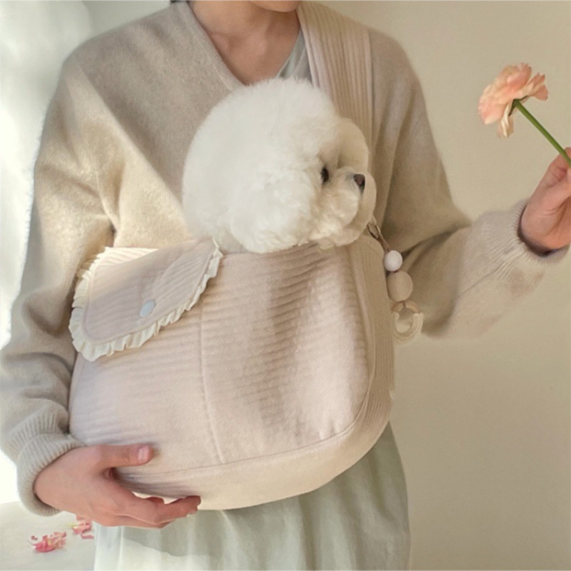 主人背的宠物包小型犬单件斜挎大容量外出便携猫包狗狗帆布背包袋