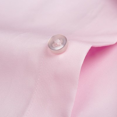 HN高端丝光棉免烫淡粉色衬衫长袖纯棉浅粉结婚新郎粉红色男士衬衣