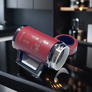 真陶瓷内胆保温杯商务景德镇带把手柄装中药办公个人专用高档水杯