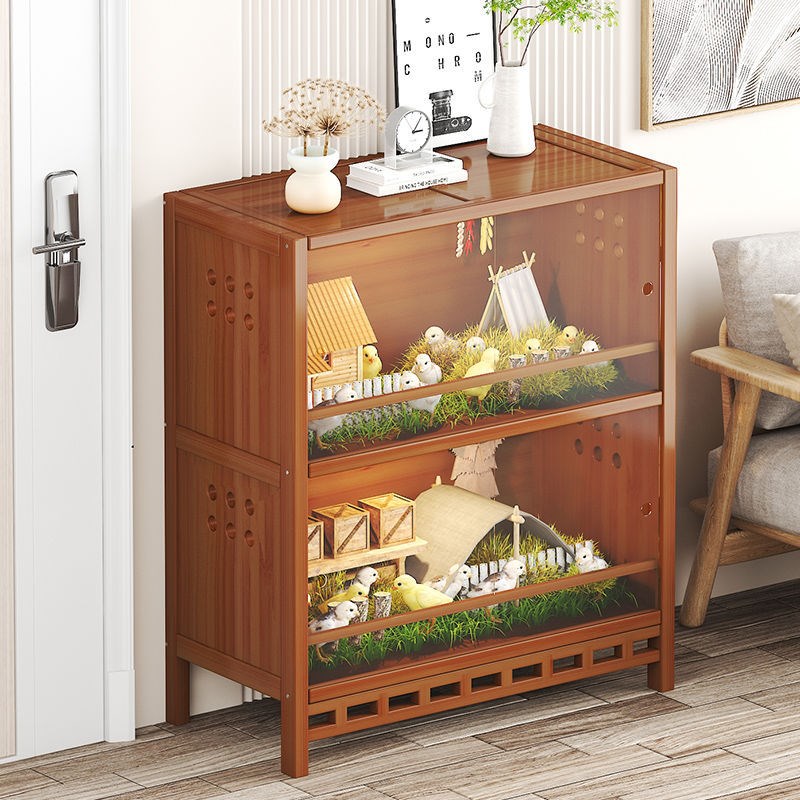 抽屉式饲养箱芦丁鸡用品推拉门鹦鹉透明保温鸟笼爬宠蜜袋鼯宠物箱