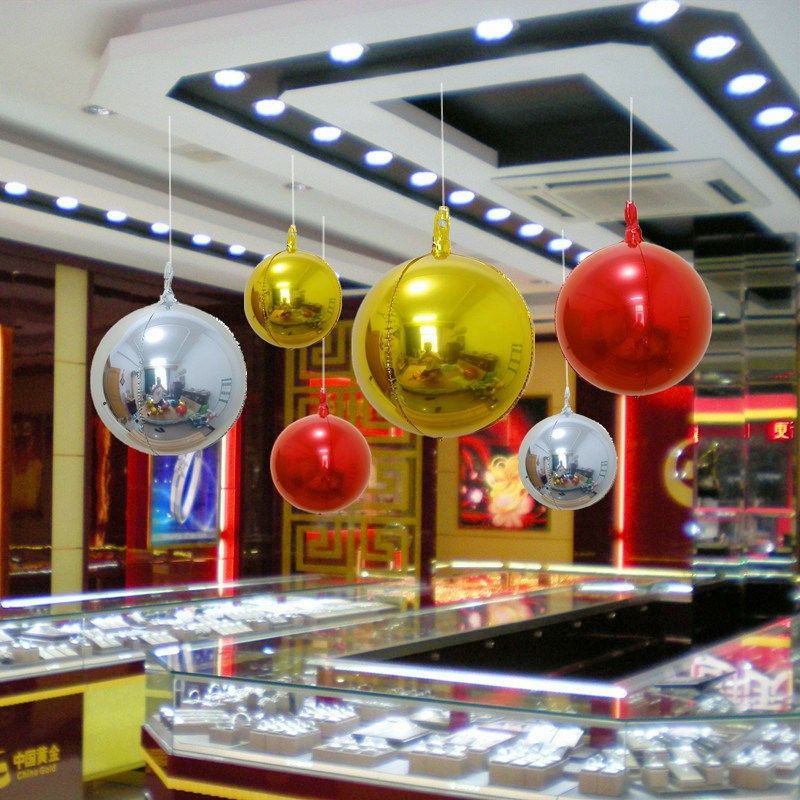 中秋周年店庆美容院活动吊顶装饰氛围4D镜面气球开业商场超市布置