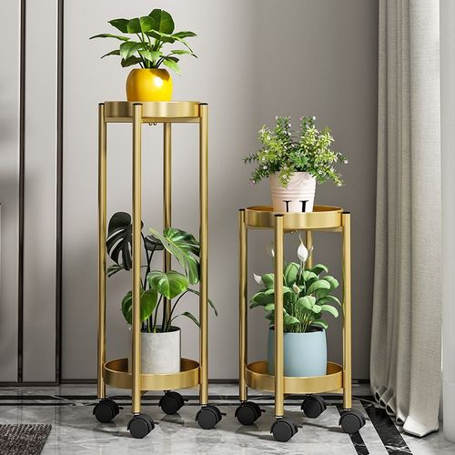 轻奢花架子客厅落地式铁艺阳台移动绿萝花盆室内置物架多肉摆放架