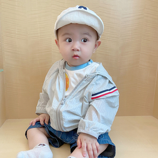男女宝宝夏季透气薄款外套男童空调开衫衣服婴儿休闲连帽上衣夏装