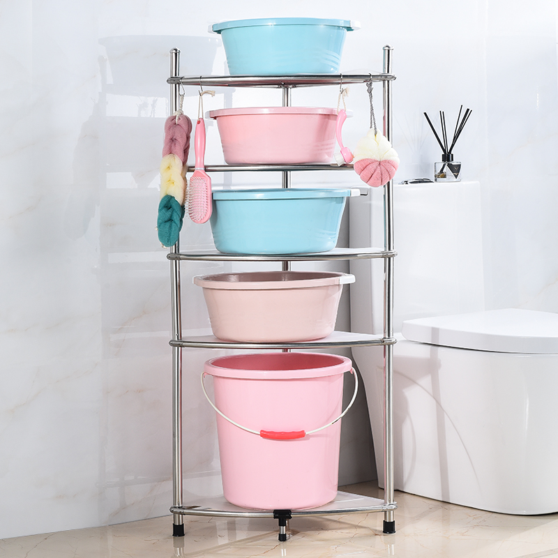 三角不锈钢脸盆收纳架子多层落地卫生间厕所置物架洗手间浴室盆架