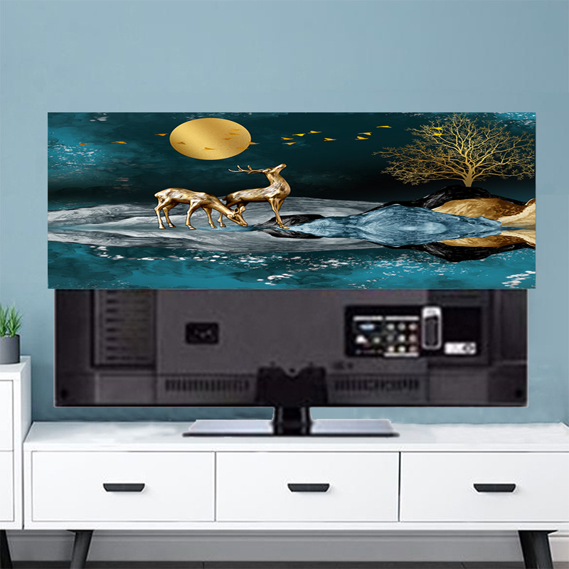 电视机罩套防尘布家用55寸台式电视中式装饰电视遮盖防尘套保护罩