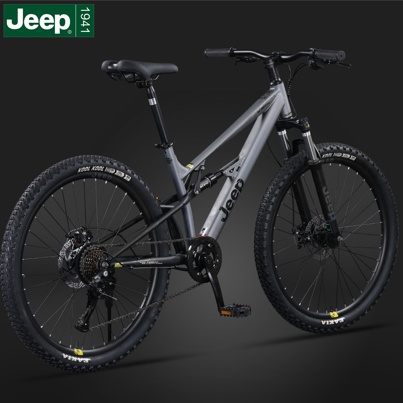 Jeep吉普軟尾雙減震山地自行車