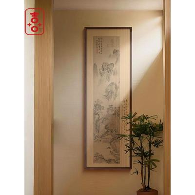 宋代美学挂画新中式玄关山水背景墙装饰画民宿酒店竖版小众壁画