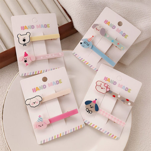 日韩系可爱奶油亚克力小动物发夹鸭嘴夹碎发刘海夹侧边夹发饰