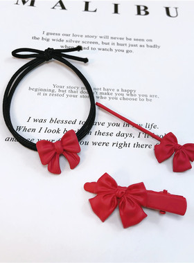 合金红色蝴蝶结发夹发卡韩国网红isn气后脑勺一字夹发饰头饰