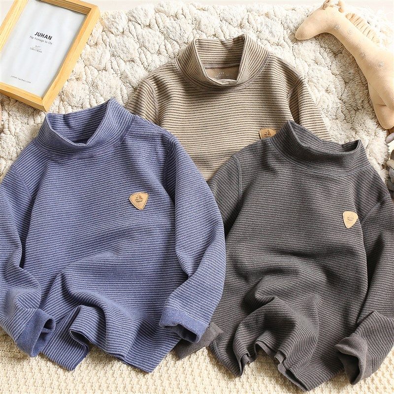 保暖中领内衣弹力长袖T恤中大童2021秋冬套头打底衫男童无痕秋衣