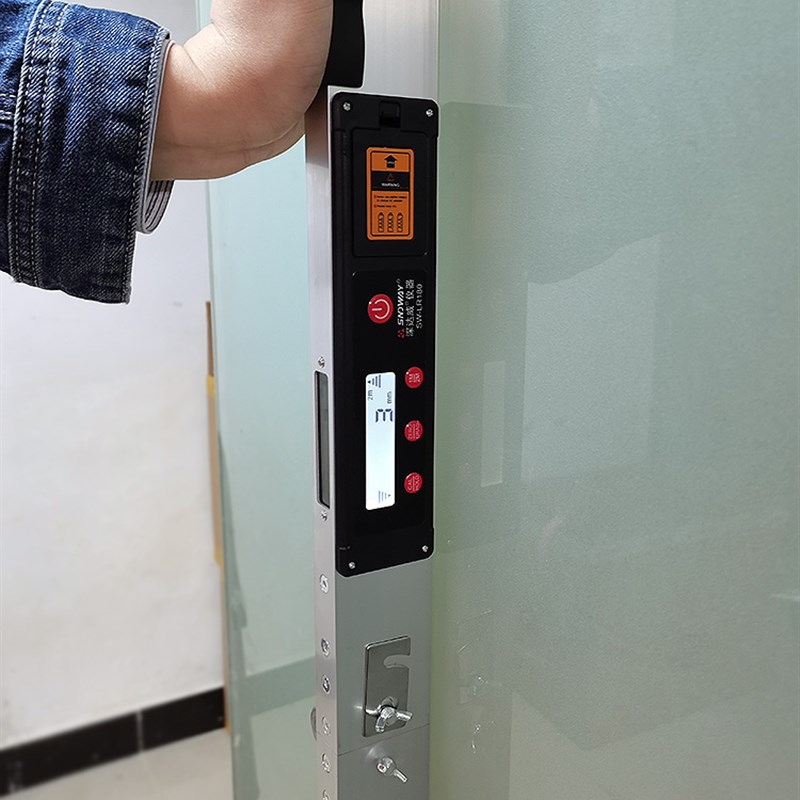 深达威数显靠尺2米 水平尺高精度工程检测尺验房工具可折叠带挎包