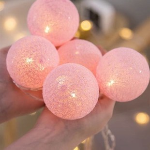 小灯笼Led棉球野营风格氛围灯网红女孩的心星空生日房间装饰球灯