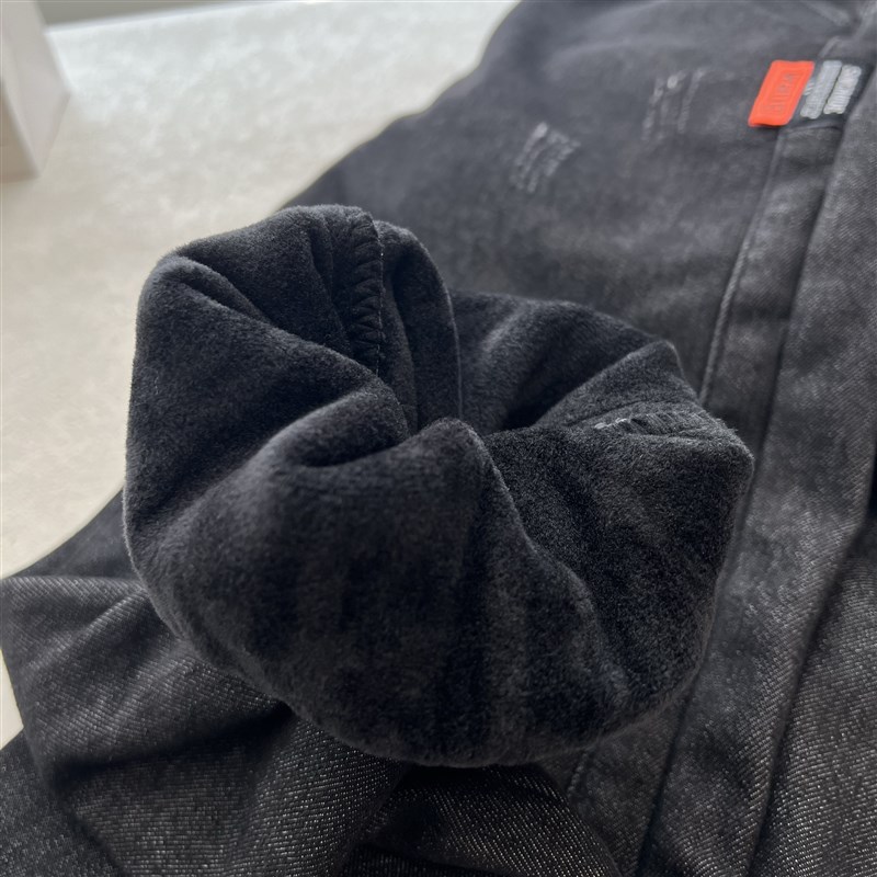 T一体绒加厚冬款儿童裤子中大童装宽松休闲长裤 牛仔裤