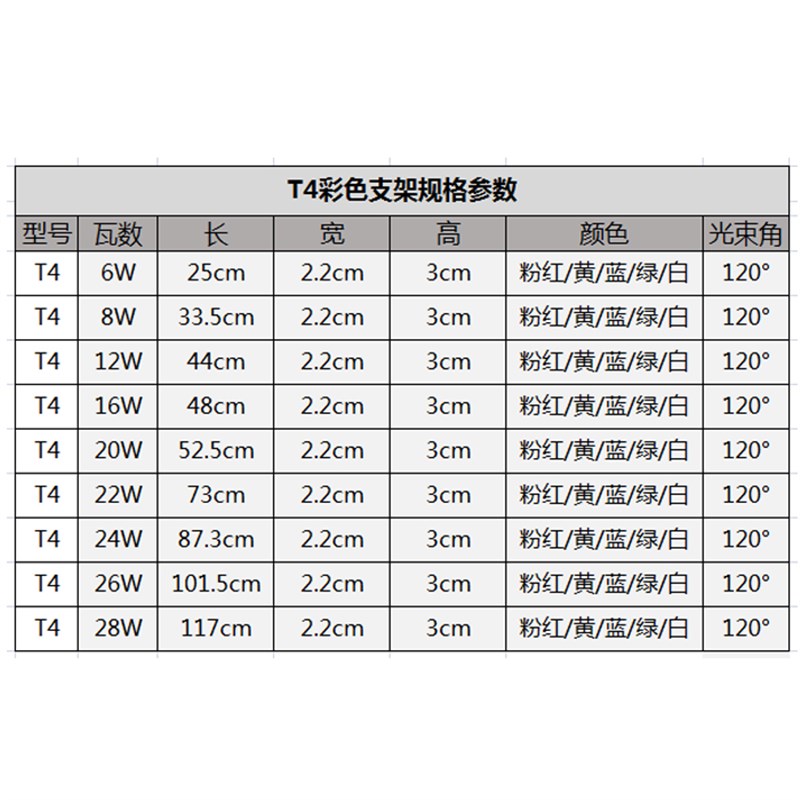 T4T5彩色一体化三基色日光荧光家用长条灯管支架6W28W全套12W20W2