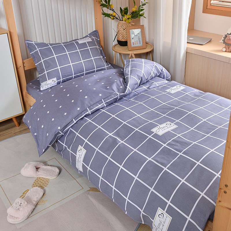 单人寝室全棉三件套学生宿舍纯棉床上用品上下铺床单六件套0.9m米