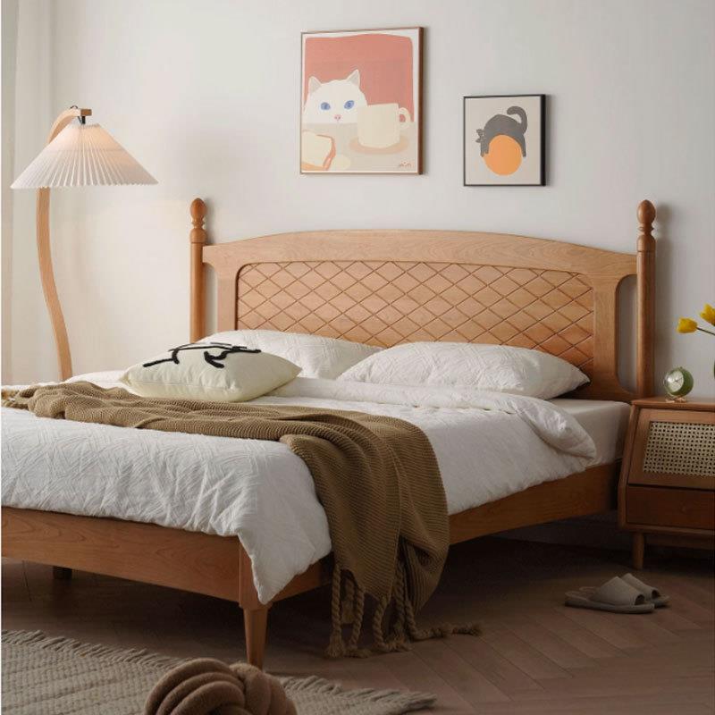 北欧简约樱桃木实木床复古现代日式1.5单人主卧1.8米原木双人床