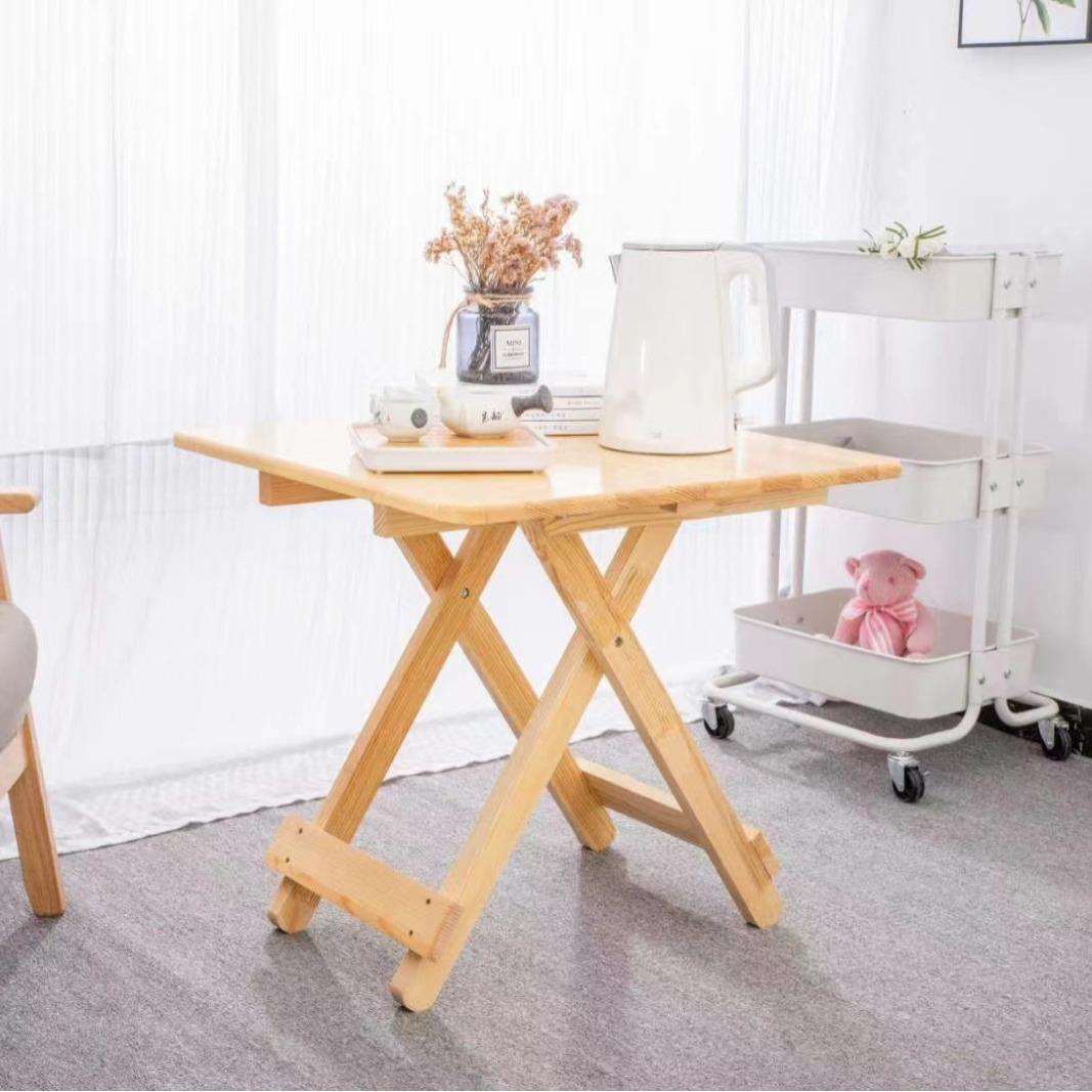 松木便携式实木折叠桌餐桌家用简易小桌子吃饭户外摆摊收纳学习桌